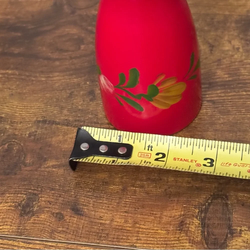 Vintage Tall Hand Painted Red Wooden‎ Pepper Mill Floral Folk Art Grinder